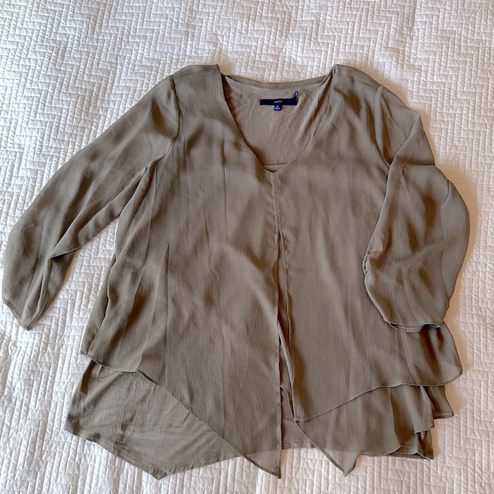 APT 9 Grey Layered Blouse Size XL